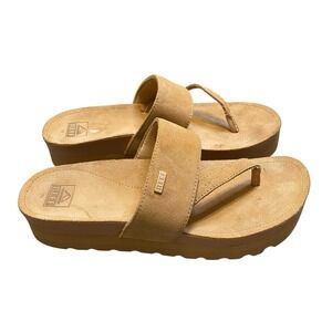 Reef Thong Platform Sandals Women 10 EU 41 Brown Suede Leather Comfort Slide